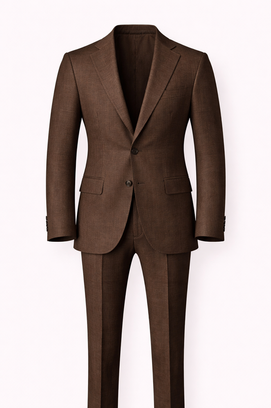 Premium European Linen Single-Breasted Suit in Brown
