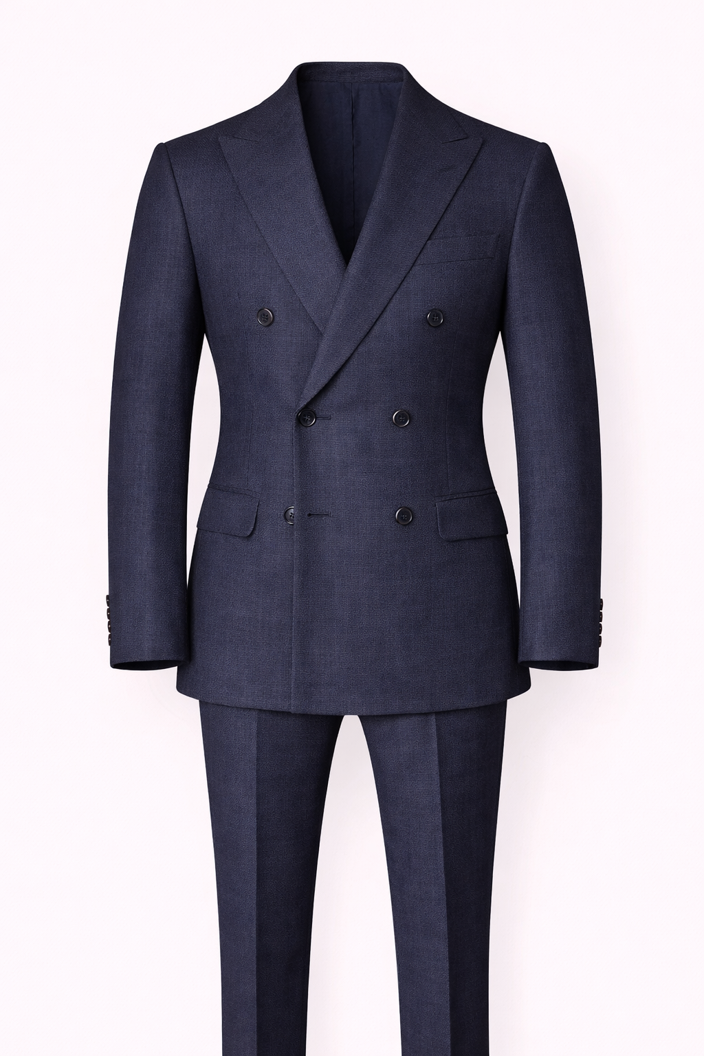 Premium European Linen Double-Breasted Suit in Navy