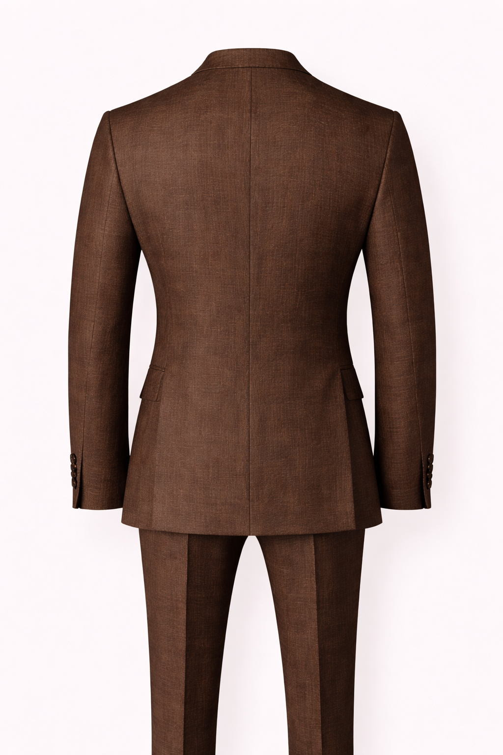 Premium European Linen Single-Breasted Suit in Brown